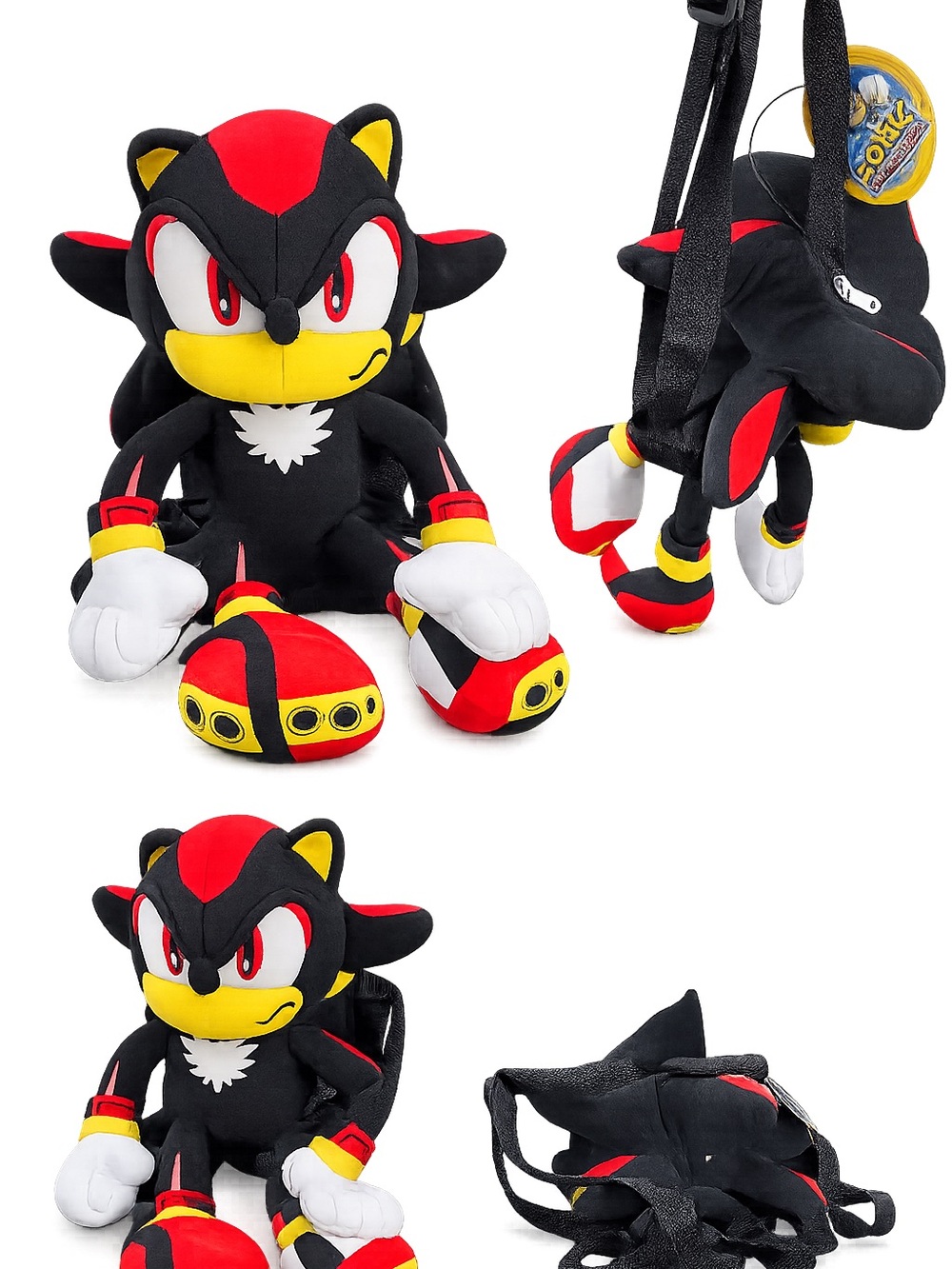 Shadow Plush Backpack for Kids - Black & Red